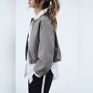 Zara Soft Grey Bomber Jacket